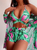 Women'S Fashion Sexy Floral Print Drawstring Swimsuit Three-Piece Set