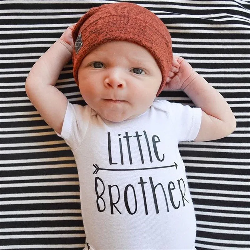 Children Kids Toddlers Fashion Boys Basic Casual Short Sleeve Brother Letter Print T-Shirt Bodysuit