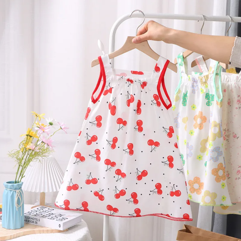 (Buy 1 Get 1) Children Kids Baby Fashion Girls Casual Basic Sleeveless Multicolor Print Suspender Dress