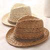 Men  Solid Color Hollow Out Straw Fedora Hat