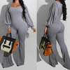 Women Solid Color Square Neck Long Sleeve Lantern Sleeve Wide Leg Casual Jumpsuit