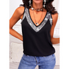 Fashion Women Summer Sequin Print Sleeveless V Neck Camisole Casual Vest