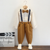 Kids Toddler Big Boys Spring Autumn Fashion Casual British Style Bow Waistcoat Stripe Shirt Suspender Trousers Party Clothing Set