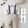 Kids Baby Boys Spring Autumn Fashion Casual British Style Bowtie Shirt Suspender Trousers Boys Party Clothing Set