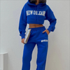 Women Fashion Casual Athleisure Letter Print Pocket Hoodie And Sweatpants Set