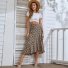 Women'S Casual Bohemian Small Tiny Flower Printing Beach Vacation Drawstring Waist Irregular Wrap Skirt