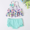 Children Kids Baby Fashion Girls Cute Dragonfly Print Split Swimsuit 2pcs Set