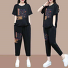 Women Summer Casual Short Sleeve T-Shirt And Loose Pants Graphic Printed Set