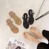 Women Fashion Plus Size Solid Color Cross Strap Round-Toe Flat Sandals