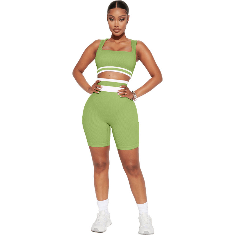 Women Fashion Tank Top Tight Shorts Two-Piece Sports Set