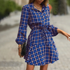 Women Fashion Loose Long Sleeve Plaid Dress