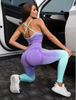 Women Fashion Gradient Camisole Hip Sports Yoga Pants Set