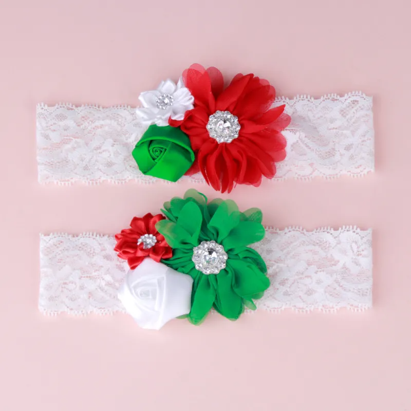 Kids Christmas Stretch Lace Rose Headband Hair Accessories