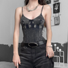 Women'S Fashion Edgy Denim Spaghetti Strap Top