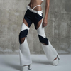 Women'S Fashion Design Hollow Color Blocking Low Waist Bootcut Pants