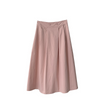 Women Fashion Basic High Waist A-Line Solid Color Midi Skirt