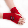 (Buy 1 Get 2) Autumn Winter Women Fashion Devil Eye Embroidered Warm Knitted Half Finger Gloves