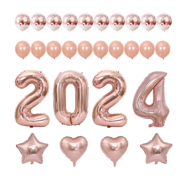 2024 New Year Party Sequin Aluminum Film Balloon Set