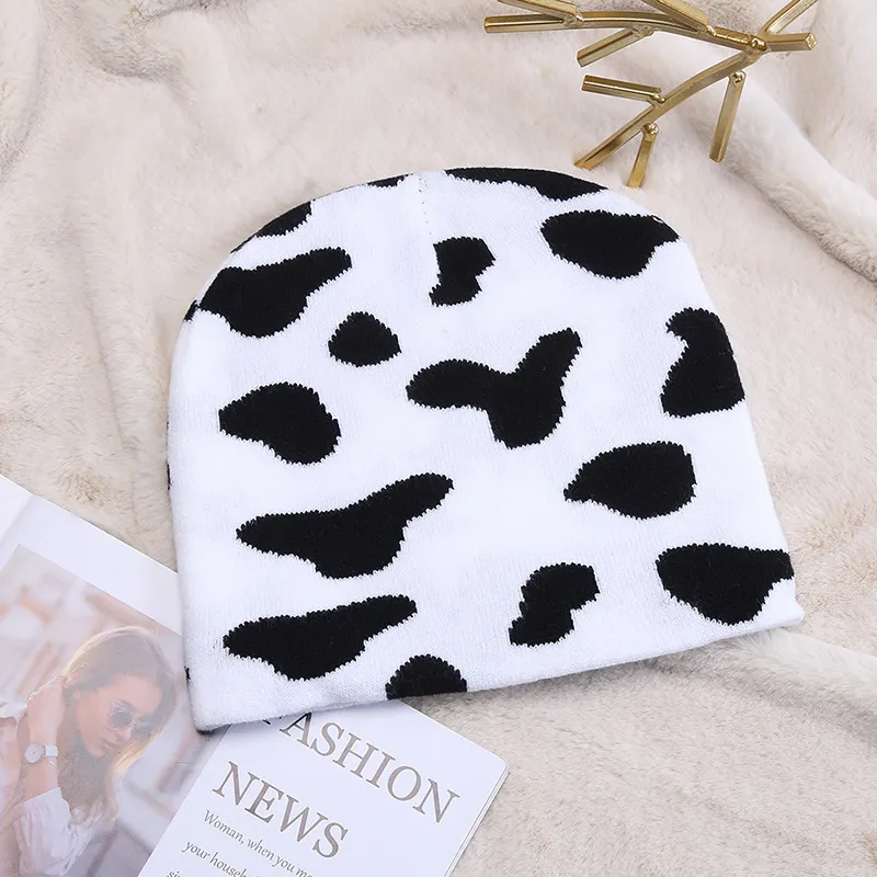 (Buy 1 Get 2) Autumn And Winter Neutral Fashion Cow Zebra Knitted Hat