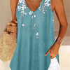 Women'S Loose V-Neck Sleeveless Floral Print Fashion Casual Top Tank