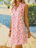 Women'S Fashion Casual Summer Vacation Floral Printed V-Neck Sleeveless Dress