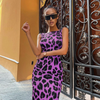 Women Fashion Sexy Leopard Printing Sleeveless Tight Dress