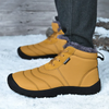 Men Winter Solid Color Round-Toe Flat Shots Lace-Up Slip On Snow Ankle Boots