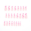 ( Buy 1 Get 2 ) Valentine Day Women Fashion Long Ballet Pink Love Heart White Edge Wearable False Nails