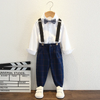 Kids Toddler Big Boys Spring Autumn Fashion Casual British Style Bow Waistcoat Shirt Suspender Trousers Party Clothing Set