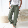 Women Summer Loose Casual Solid Color Pocket Wide Leg Pants