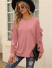 Autumn Winter Women Casual Round Neck Long Sleeve Ruffled Sweatshirt