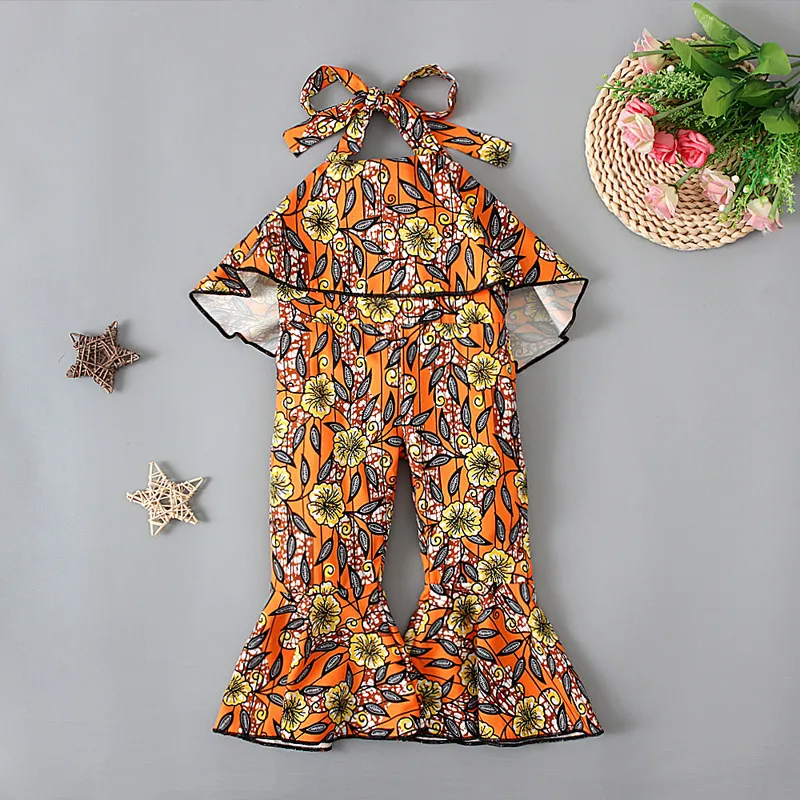 Toddlers Newborn Baby Fashion Girls Casual Basics Sleeveless Backless Bohemian Geometric Print Jumpsuit