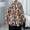 Men Casual Multicolor Leaf Print Single Breasted Lapel Long Sleeve Loose Shirt