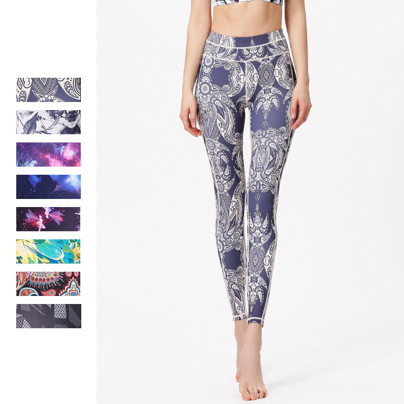 Women Casual High Waist Floral Printed Yoga Leggings