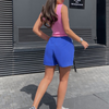 Women Summer Basic Solid Color Fashion Street High Waist Loose Wide Leg Casual Shorts