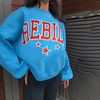 Winter Women Casual Letter Star Printing Round Neck Loose Long Sleeve Sweatshirt