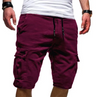 Men Casual Mid-Rise Solid Color Multi-Pocket Sports Shorts