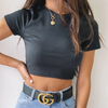 Fashion Casual Women'S Short-Sleeved Basic Solid Color Crop Top