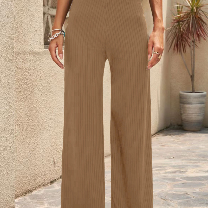 Fashion Solid Color Women Elastic Casual Wide-Leg Pants