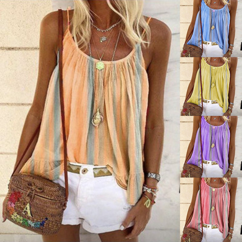 Women Fashion Casual Summer Gradient Color Loose Camisole