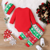 Kids Baby Girls Fashion Casual Christmas Solid Color Christmas Tree Letters Round Neck Long Sleeve Romper Color-Block Trousers Set