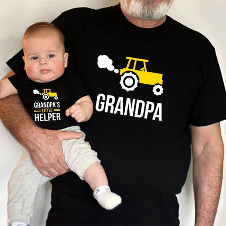 (Buy 1 Get 1) Grandpa And Grandson Letter Graphic Family Matching Short Sleeve T-Shirt