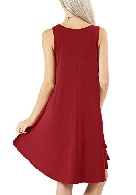 Women Fashion Minimalist Casual Solid Color Round Neck Sleeveless Loose Dress