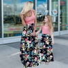 Fashion Summer Vacation Mother-Daughter Floral Print Casual Loose Maxi Dress