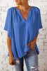 Summer Loose V-Neck Casual Women Solid Color Chiffon Blouse