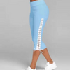 Women Lace-Up Casual Solid Color Cropped Sports Leggings