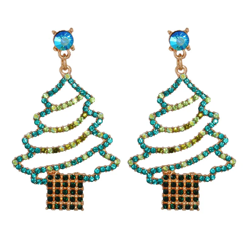 (Buy 1 Get 1) Women Fashion Cartoon Christmas Tree Diamond Alloy Earrings