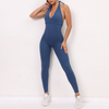 Women Sexy V Neck Lace-Up Skinny Backless Sports Jumpsuit