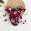 Kids Baby Girls Casual Cute Bow Floral Puff Sleeve Romper