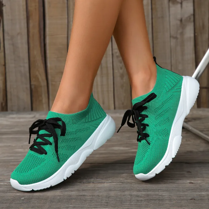 Women Fashion Casual Plus Size Fly-Woven Breathable Sneakers